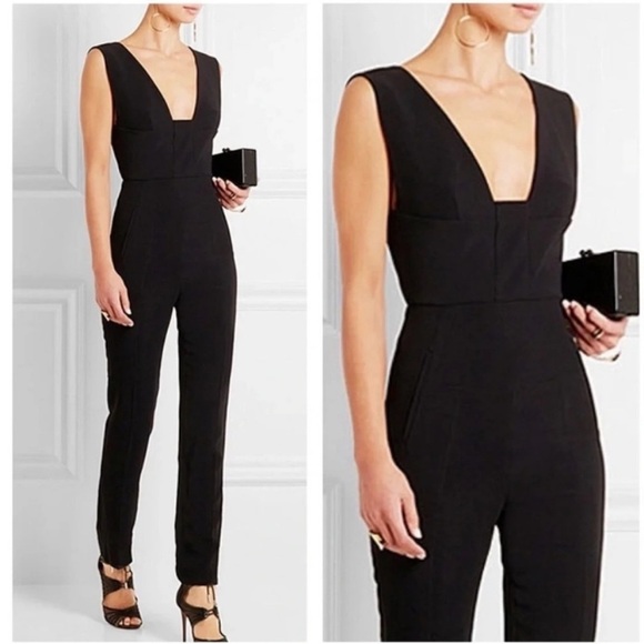Suistudio Mira Plunge Neck Jumpsuit Black - Picture 1 of 12